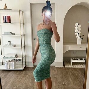 House of CB Green Strapless Midi Dress
